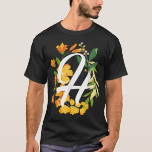 Letter H Capital Alphabet Flowers Monogram Initial T-Shirt
