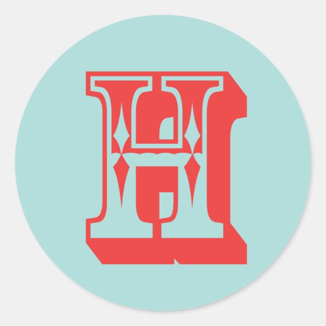 Letter H carnival style monogram initial favour Classic Round Sticker (Front)