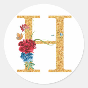 Letter h classic round sticker