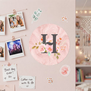 Letter H Classic Round Sticker