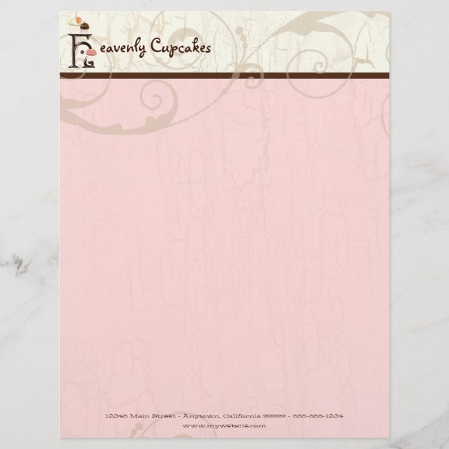 Letter H Cupcake Business Letterhead (Front)