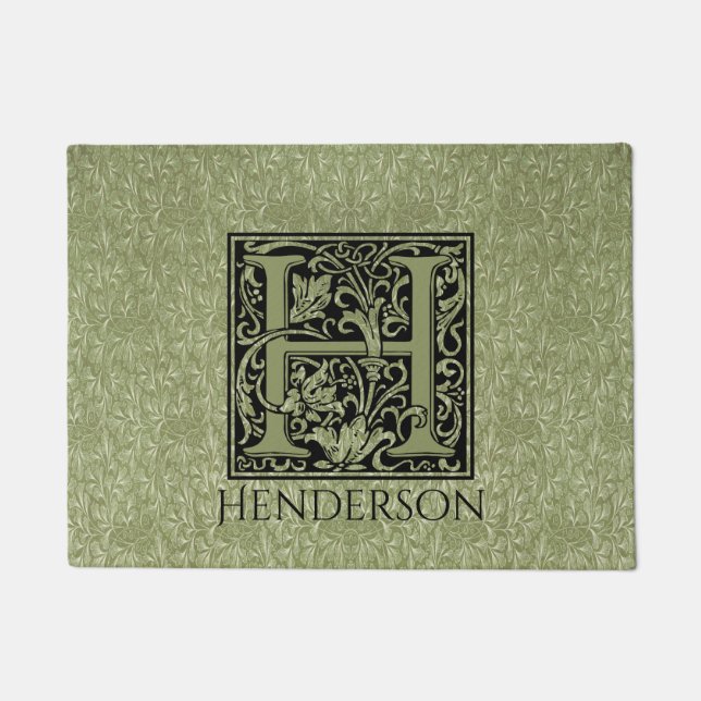 Letter H First Letter Monogram Personalized Doormat (Front)