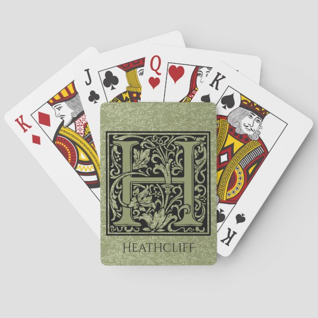 Letter H First Letter Monogram Personalized Playing Cards (Back)