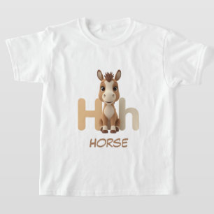 Letter H Horse Educational Kids T-Shirt   Uppercas