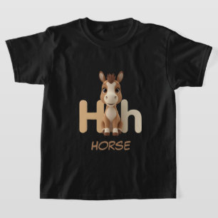 Letter H Horse Educational Kids T-Shirt   Uppercas