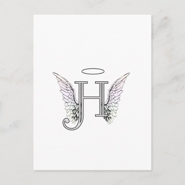 Letter H Initial Monogram with Angel Wings & Halo Postcard (Front)