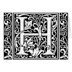 Letter H Medieval Monogram Art Nouveau