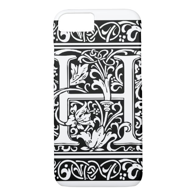 Letter H Medieval Monogram Art Nouveau Case-Mate iPhone Case (Back)
