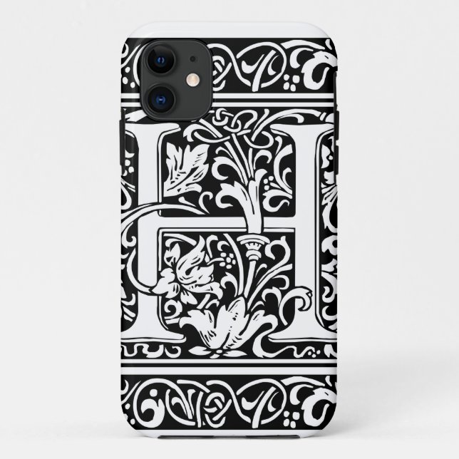 Letter H Medieval Monogram Art Nouveau Case-Mate iPhone Case (Back)