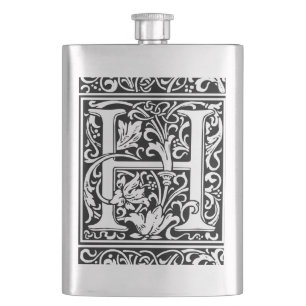 Letter H Medieval Monogram Art Nouveau Hip Flask