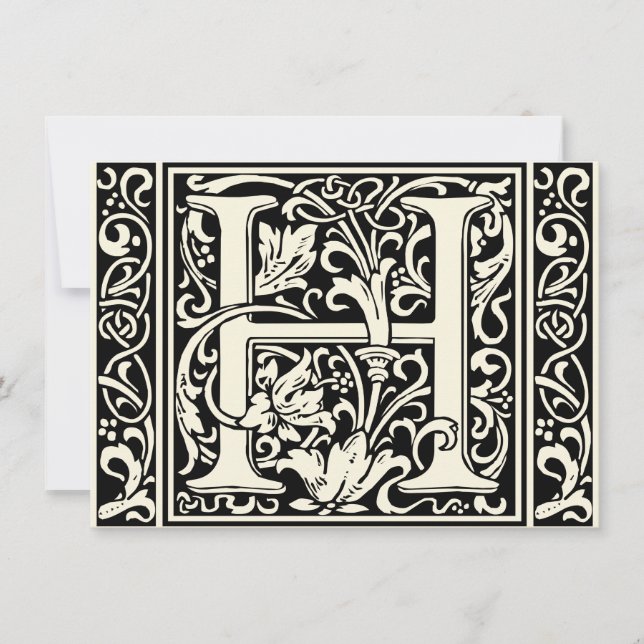 Letter H Medieval Monogram Art Nouveau Invitation (Front)