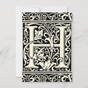 Letter H Medieval Monogram Art Nouveau Invitation