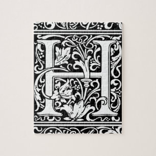 Letter H Medieval Monogram Art Nouveau Jigsaw Puzzle