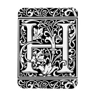 Letter H Medieval Monogram Art Nouveau Magnet