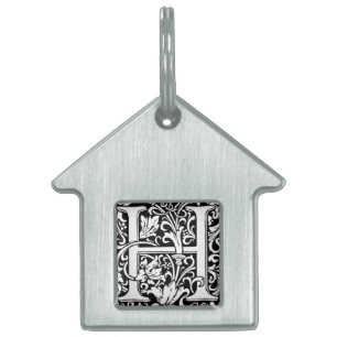Letter H Medieval Monogram Art Nouveau Pet Name Tag