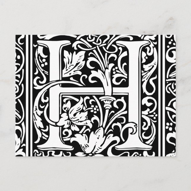 Letter H Medieval Monogram Art Nouveau Postcard (Front)