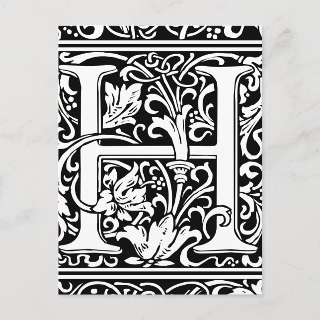Letter H Medieval Monogram Art Nouveau Postcard (Front)