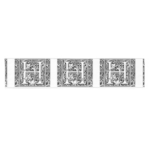 Letter H Medieval Monogram Art Nouveau Short Table Runner