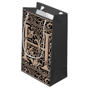 Letter H Medieval Monogram Art Nouveau Small Gift Bag