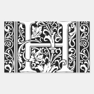 Letter H Medieval Monogram Art Nouveau Sticker