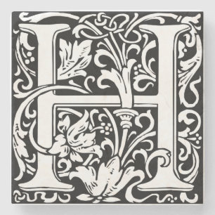 Letter H Medieval Monogram Art Nouveau Stone Coaster