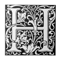 Letter H Medieval Monogram Art Nouveau