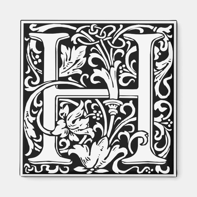 Letter H Medieval Monogram Vintage Initial Magnet (Front)
