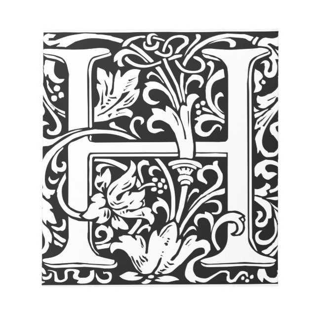 Letter H Medieval Monogram Vintage Initial Notepad (Front)