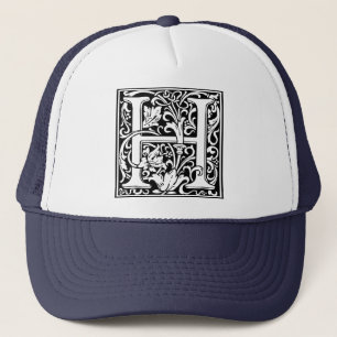 Letter H Medieval Monogram Vintage Initial Trucker Hat