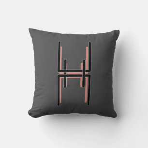 Letter H Monogram Crest Goalpost Thingajig Throw Pillow