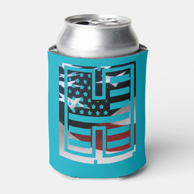 Letter H Monogram Initial USA Can Cooler (Can Front)