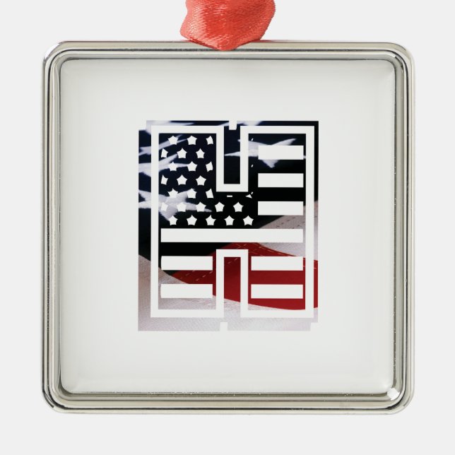 Letter H Monogram Initial USA Metal Ornament (Front)