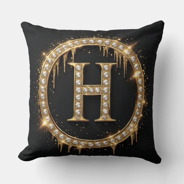 Letter H Monogram Personal Initial Gift  Throw Pillow (Front)