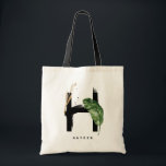 Letter H Monogram | Tropical Leaves Bridesmaid Tote Bag<br><div class="desc">Customizable letter H monogram tote bag featuring watercolor tropical palm leaf,  faux gold foil leaf and black watercolor brush accents. Personalize this tropical monogram tote bag by adding your name or other details. This boho letter H monogram bag will be perfect as a gift. Other letters are available.</div>