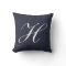 Letter H Navy Blue Monogram Pillow