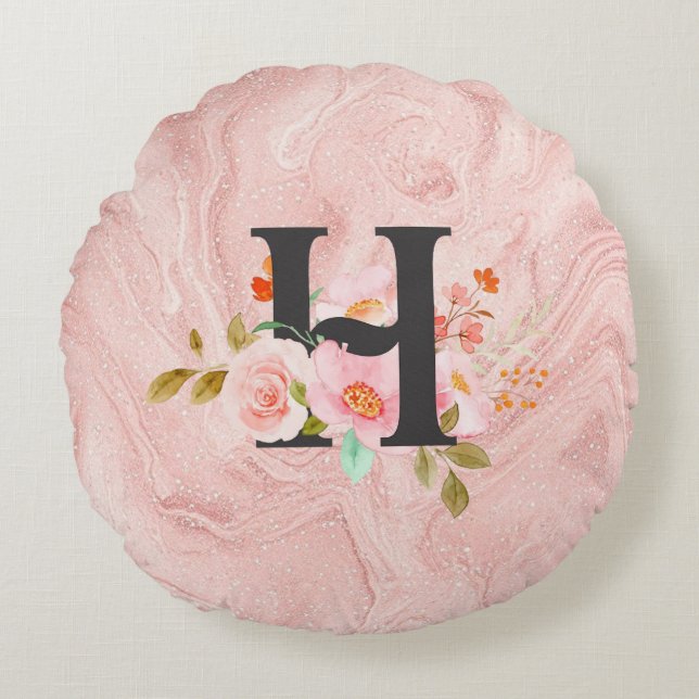 Letter H Round Pillow (Front)