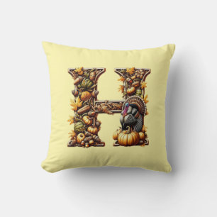 Letter H Thanksgiving gift style Throw Pillow
