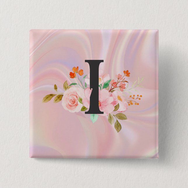 Letter I 2 Inch Square Button (Front)