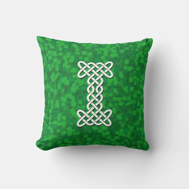 Letter I Celtic Knot Alphabet Throw Pillow (Front)