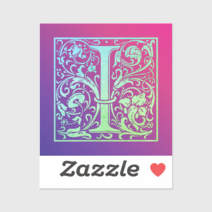 Letter I Colourful Vintage First Letter Gradient