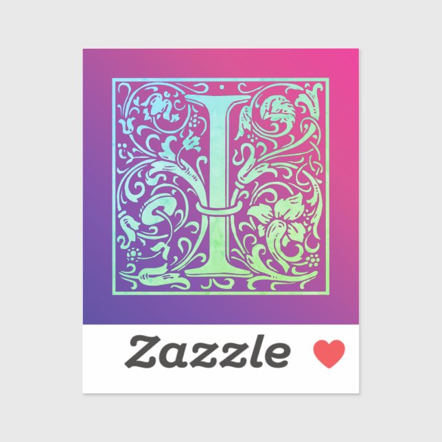Letter I Colourful Vintage First Letter Gradient (Sheet)