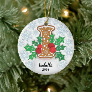 Letter I Custom Name Christmas  Ceramic Ornament