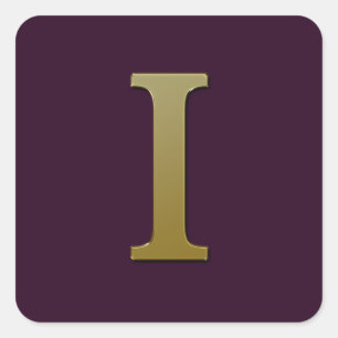 Letter I Gold Square Sticker