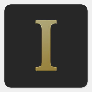 Letter I Gold Square Sticker