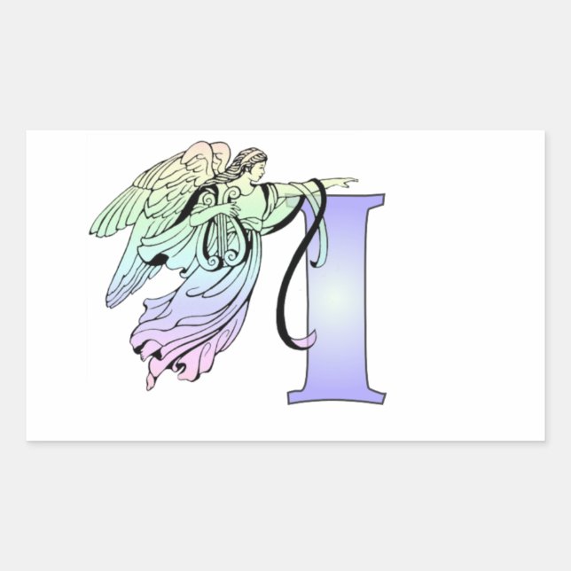 Letter I guardian angel monogram alphabet initial Sticker (Front)