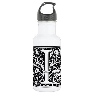 Letter I Medieval Monogram Art Nouveau 532 Ml Water Bottle