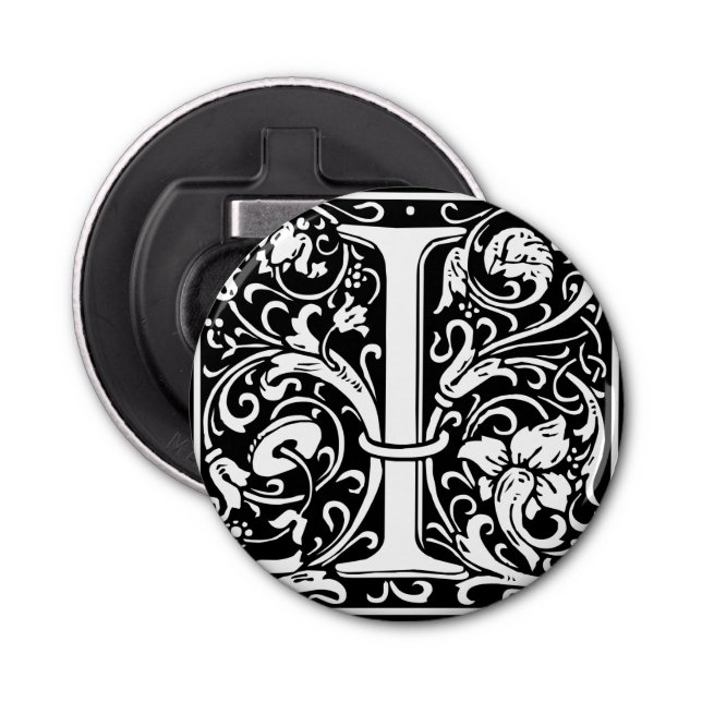Letter I Medieval Monogram Art Nouveau Bottle Opener (Front)
