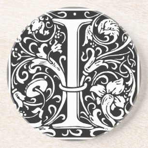 Letter I Medieval Monogram Art Nouveau Coaster