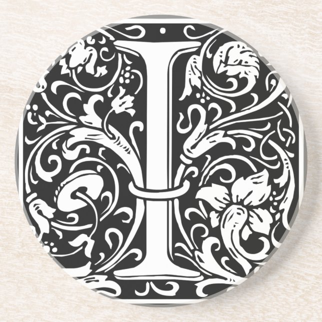 Letter I Medieval Monogram Art Nouveau Coaster (Front)