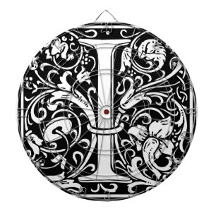 Letter I Medieval Monogram Art Nouveau Dartboard
